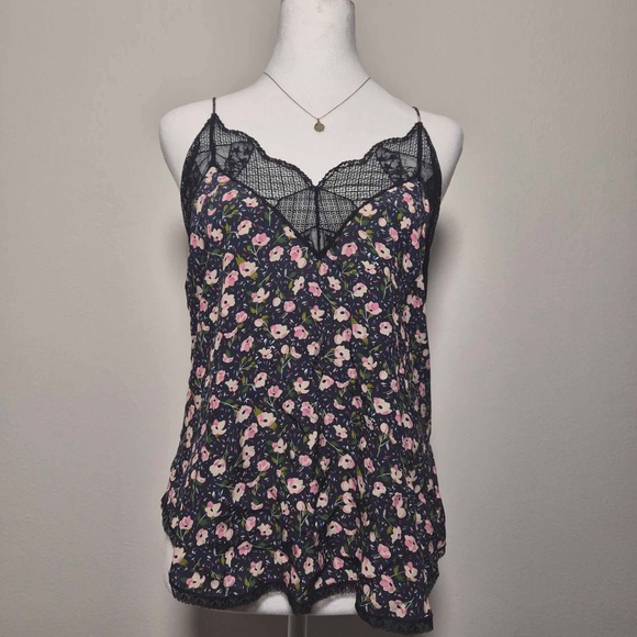 Zadig & Voltaire NWT Christy Anemone Floral Print Racerback Coquette Lace Tank L - Picture 2 of 12